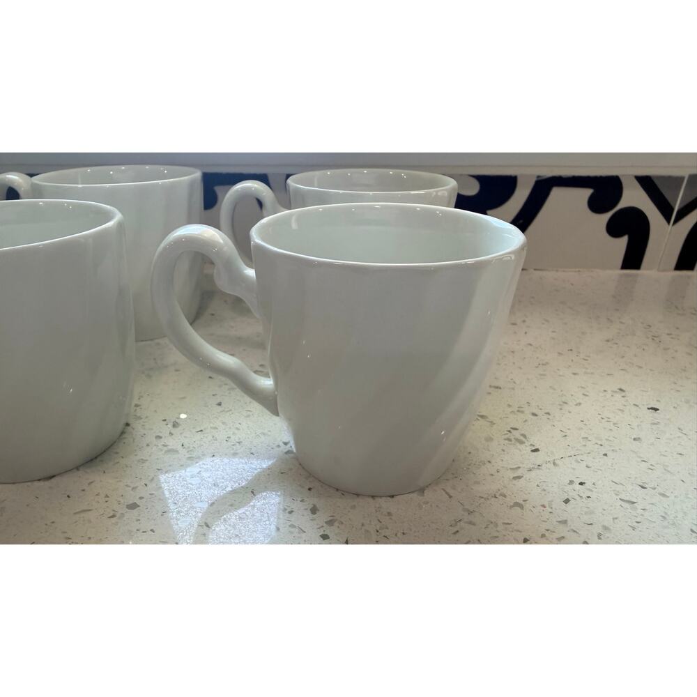 Set of 6 JOHNSON BROTHERS REGENCY WHITE SWIRL MUGS (MADE IN ENGLAND) - Picture 2 of 4